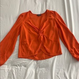 Orange Knotted Long Sleeve Top